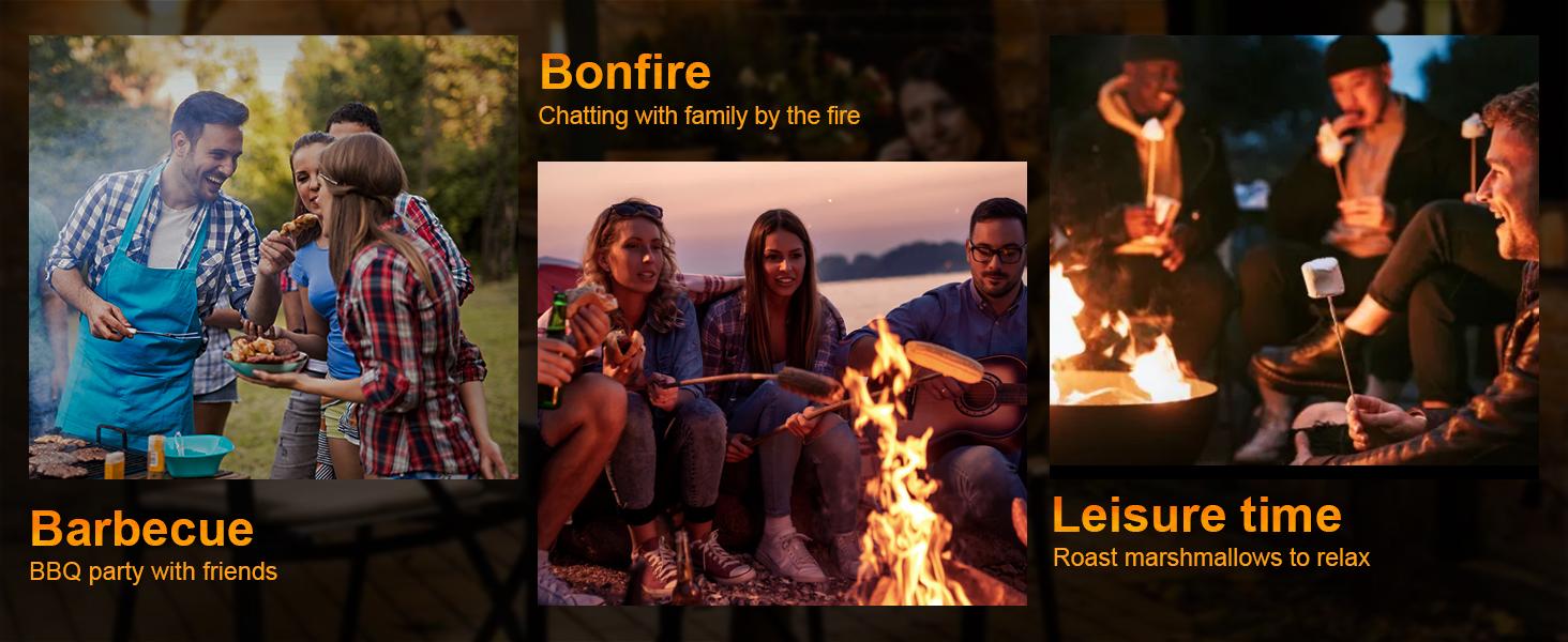 Memorial Day Sales BALI OUTDOORS 2-in-1 Wood Burning Fire Pit with Removable Cooking Grill Black Ultra-Durable Iron Grate 360-Degree Rotation Adjustable Height for Heating and BBQ Christmas gift