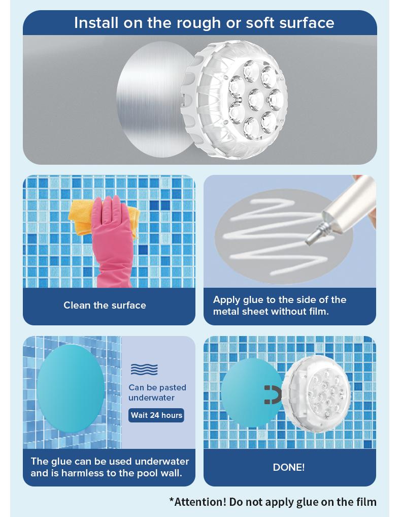 SANSI RGB Pool Lights with RF Remote & Timer &ndash; Waterproof, Battery Operated, Flash/Fade/Smooth Modes, Magnetic & Suction Installation &ndash; Portable for Showers, Pools, Outdoors &ndash; Perfect for Garden SummerVibes