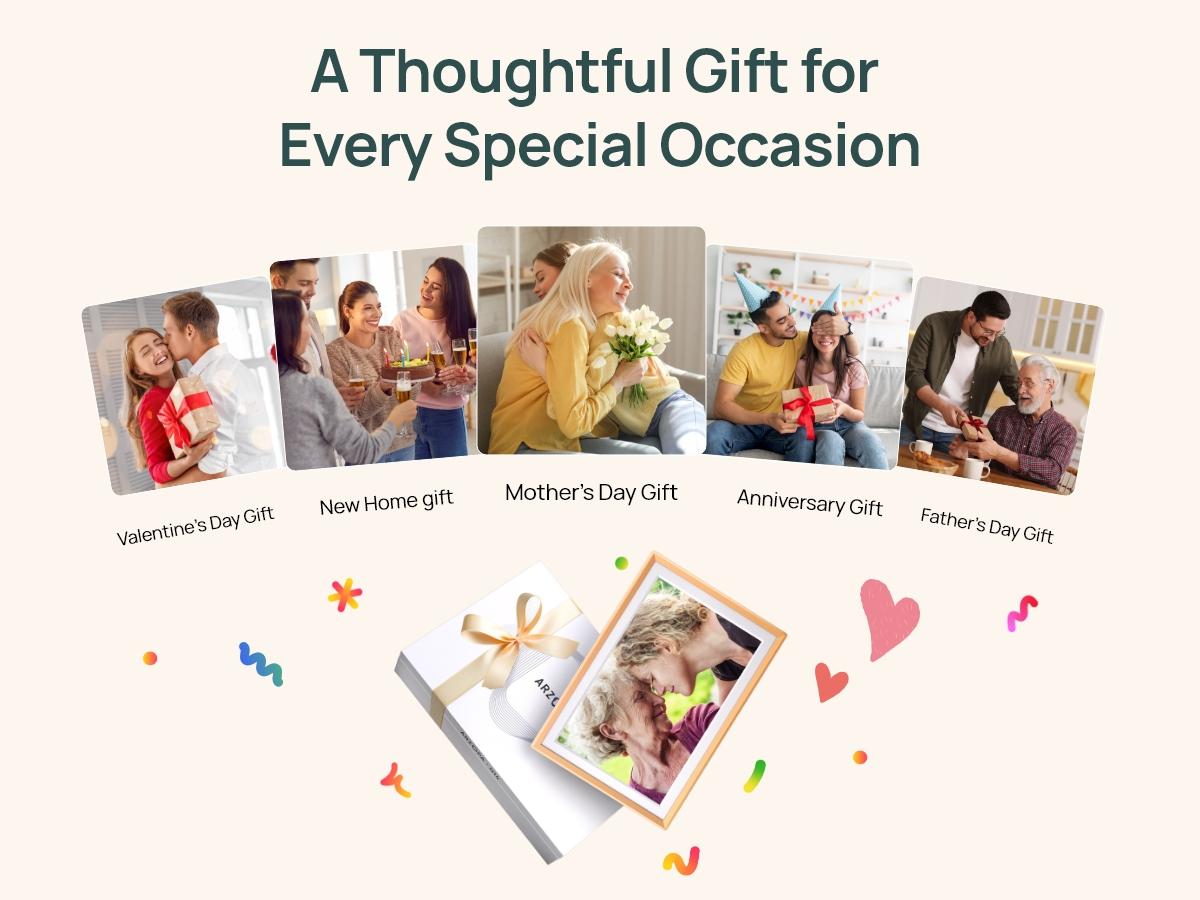 ARZOPA Digital Photo Frame 10.1/14/15.6 Inch Share 120s Videos &Photos Anywhere Touch Screen WiFi Digital Picture Frame Smart Frame Video Frame Home Decor Free Unlimited Cloud storage
