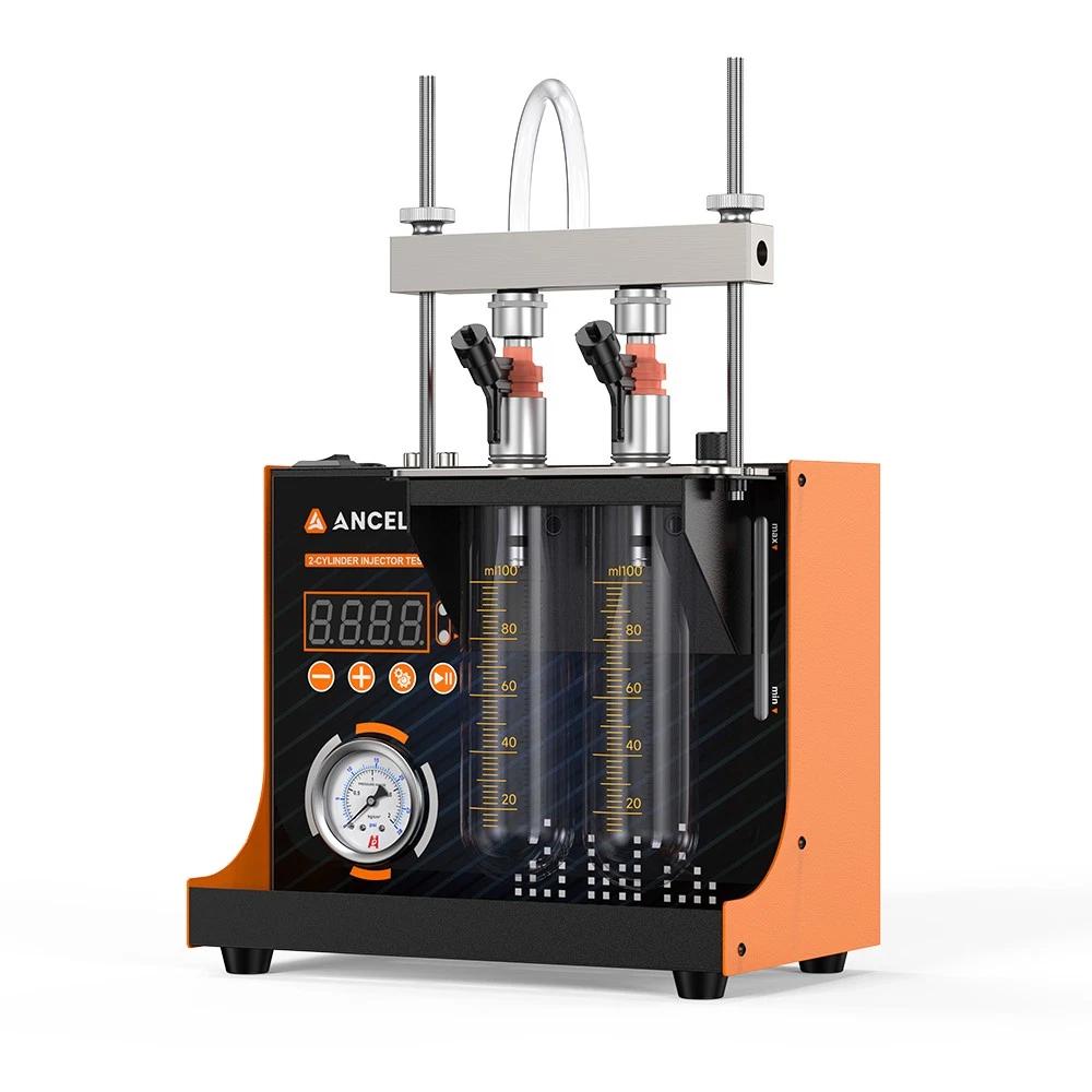 ANCEL JC200 2-Cylinder Fuel Injector Tester & Flow Cleaner Removes Light Surface Deposits During Testing, Adjustable Pressure, Built-in 12V Pump for Cars & Motorcycles