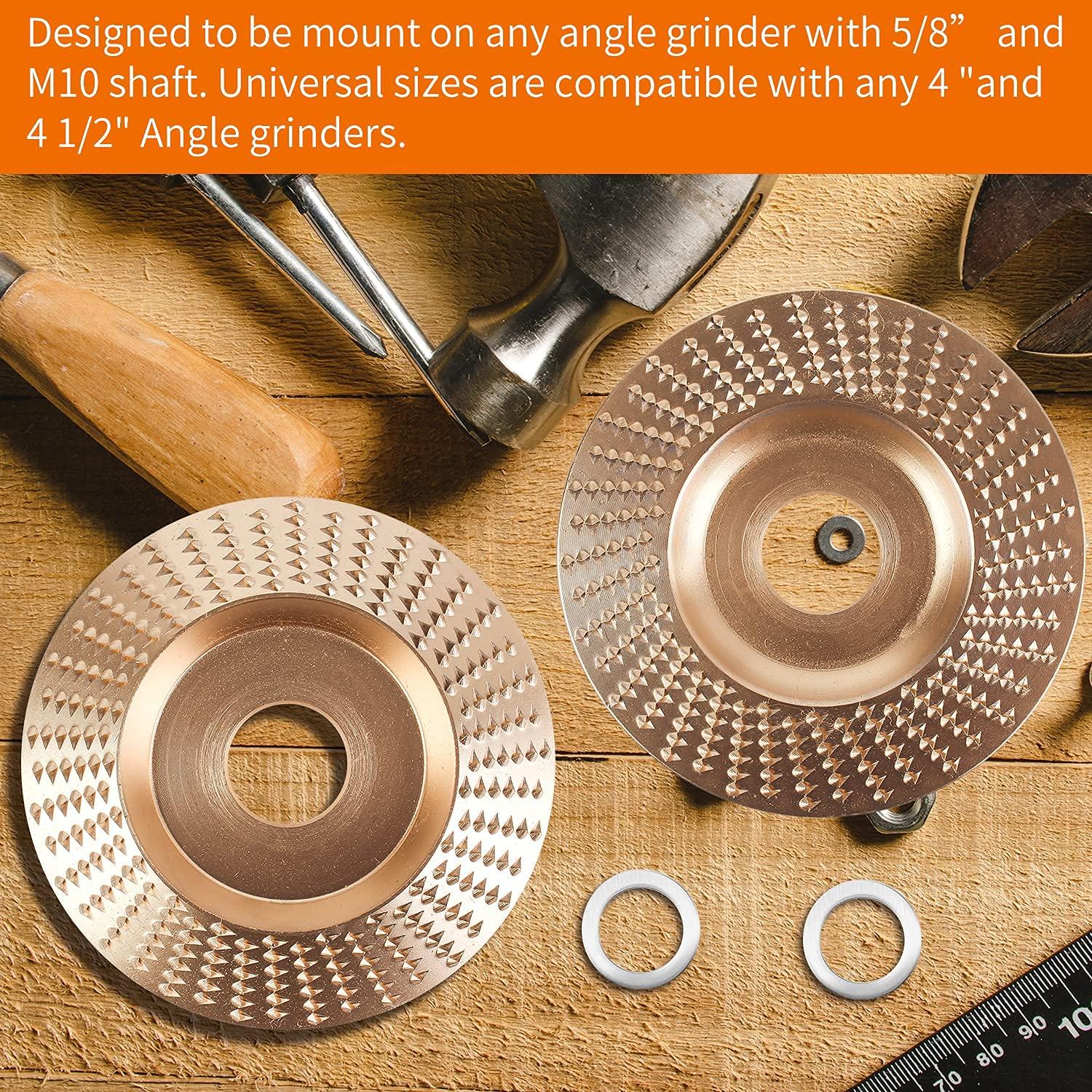 Upgraded 3PCS Wood Carving Disc Set for 4" or 4 1/2" Angle Grinder with 5/8" Arbor, Grinding Wheel Shaping Disc for Wood Cutting, Grinder Cutting Wheel Attachments