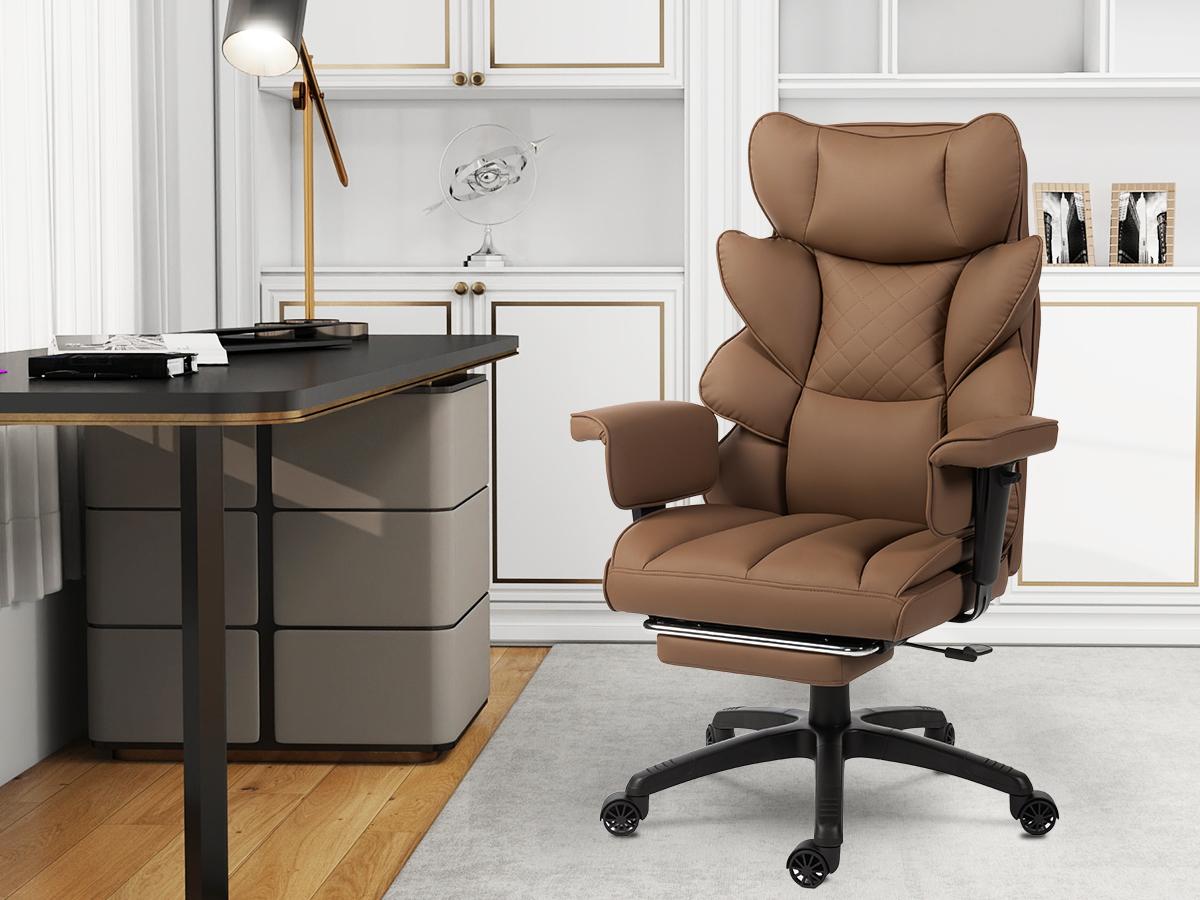 Summervibes Dowinx Ergonomic Office Chair - Big & Tall Executive Desk Chair with Pocket Spring Lumbar Support, High-Back Adjustable Gaming Chair, Removable Footrest & 3D Armrests