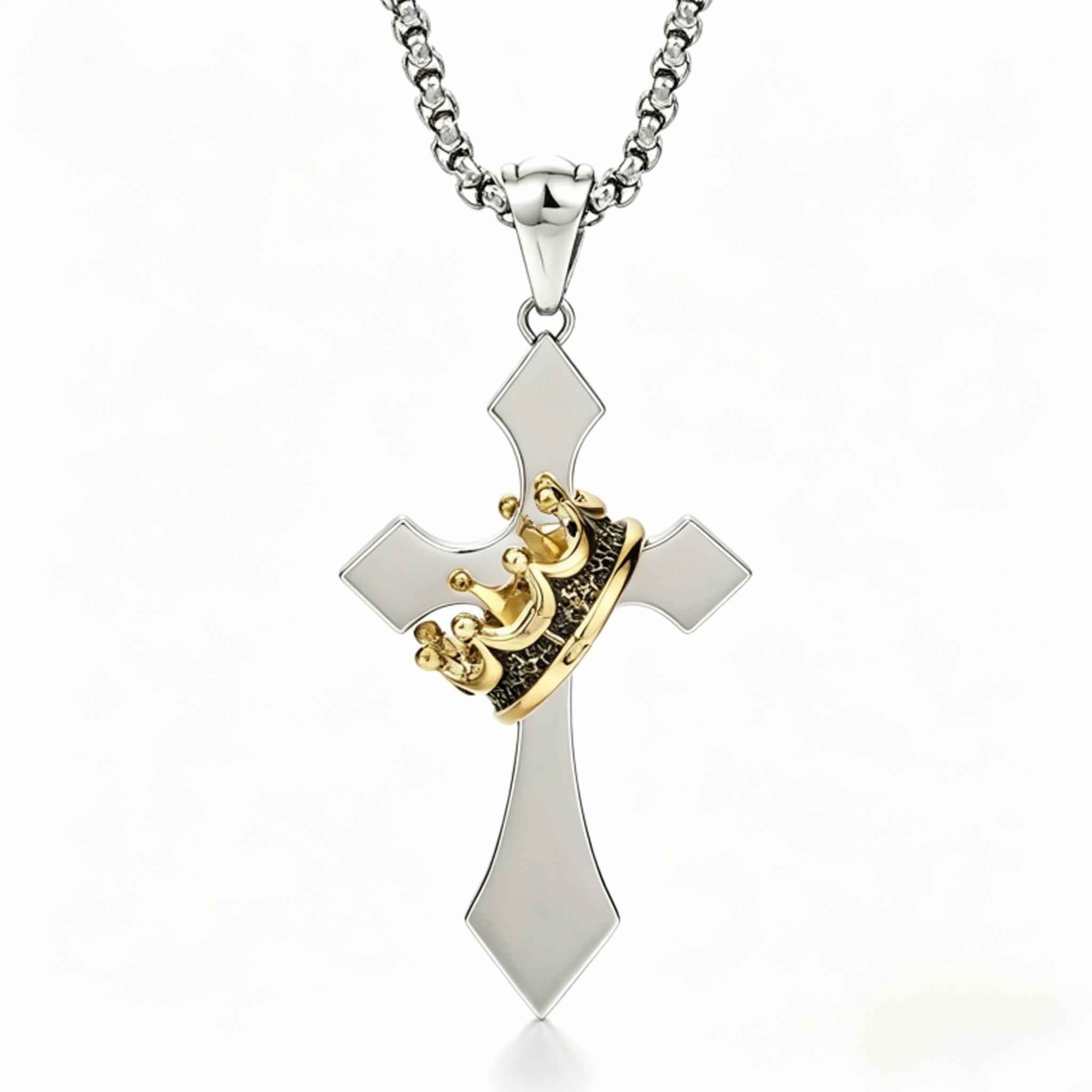 [2026 New Products] Crown Cross Necklace, Personalized, Versatile, Stylish Design Necklace men's jewelry