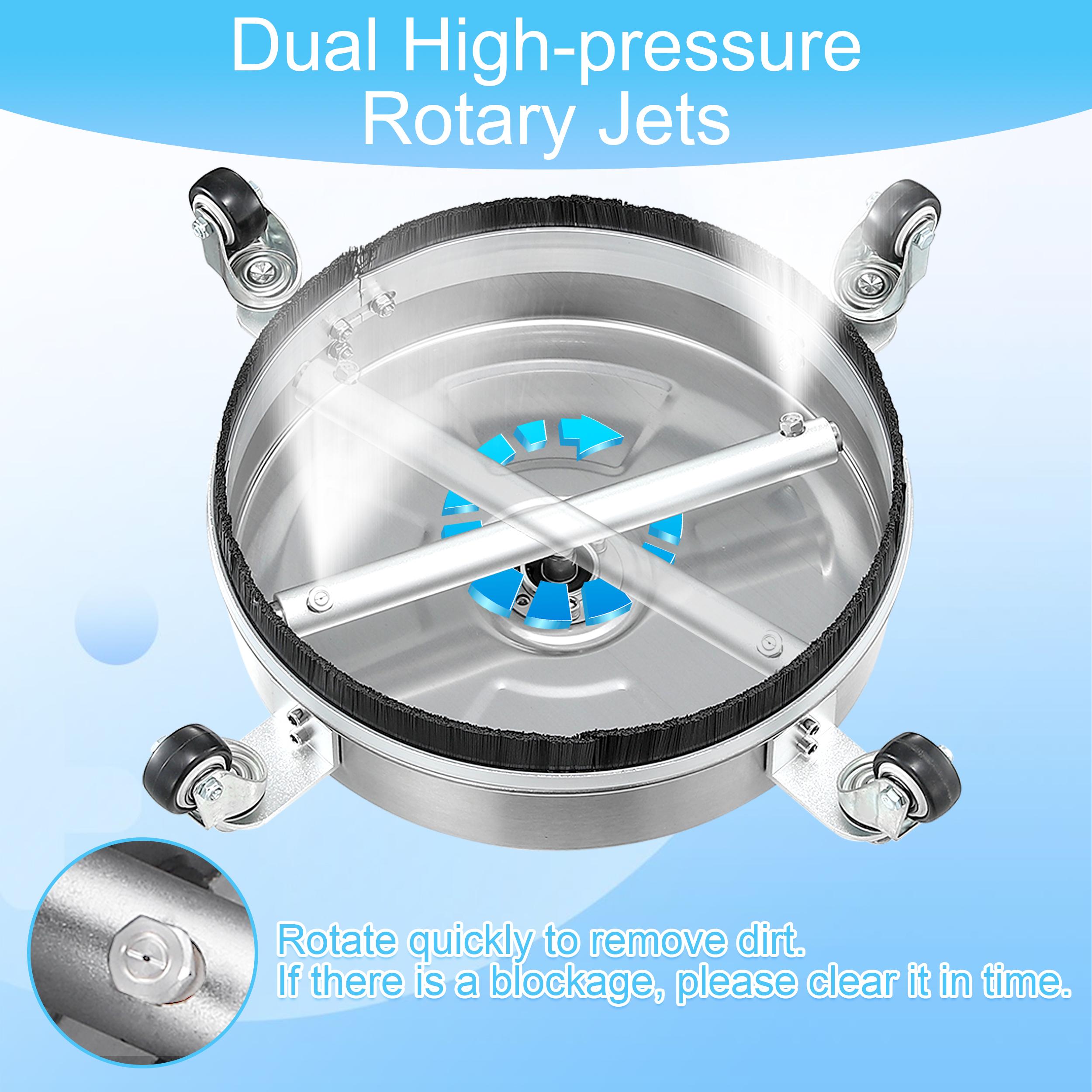 Tool Daily 14&rdquo; Heavy Duty Pressure Washer Surface Cleaner, Stainless Steel High Pressure Washer Accessory for Driveway Cleaning, with 4 Wheels, 2 Extension Wands, 4000 PSI, Pressure Washer Accessories，summer vibes,father'sdaygifts【DealsForYouDays】