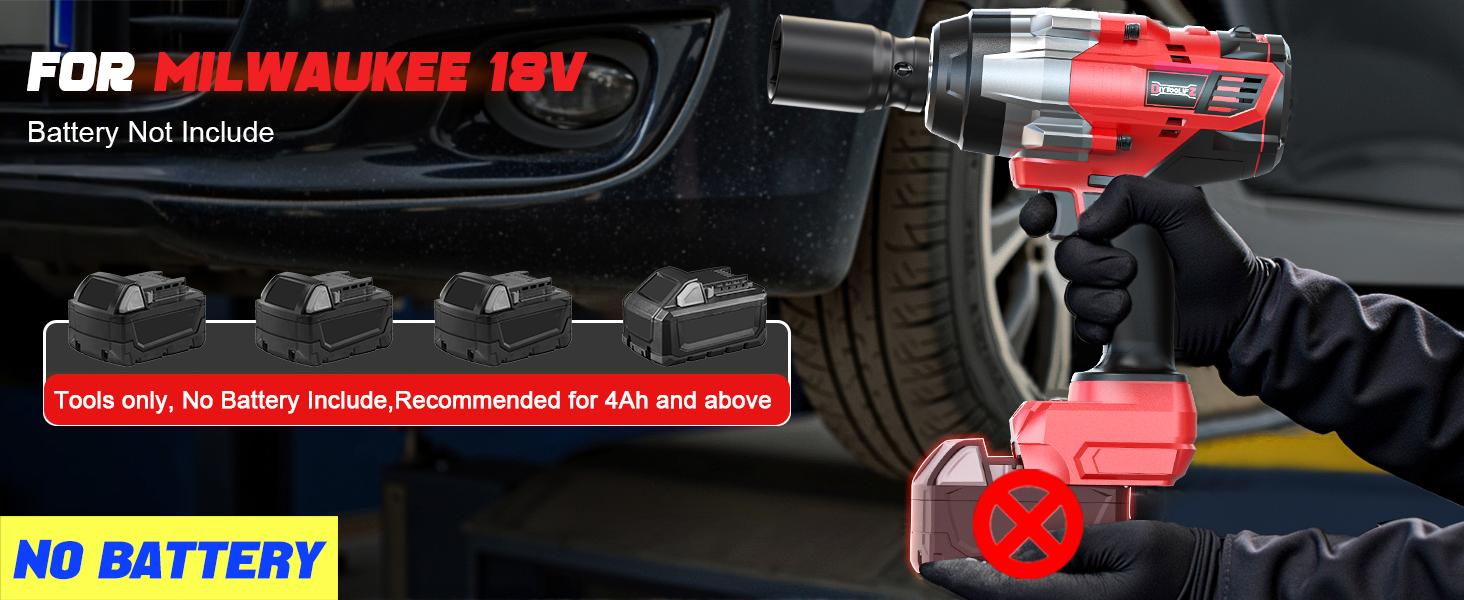 1850Ft-lbs (2500N.m)-3/4"Impact Wrench Compatible with Milwaukee 18V Battery (NO Battery!!!), Brushless Impact Gun 4-Speed with Auto-Stop Reverse for Car/Truck fathersdaygift