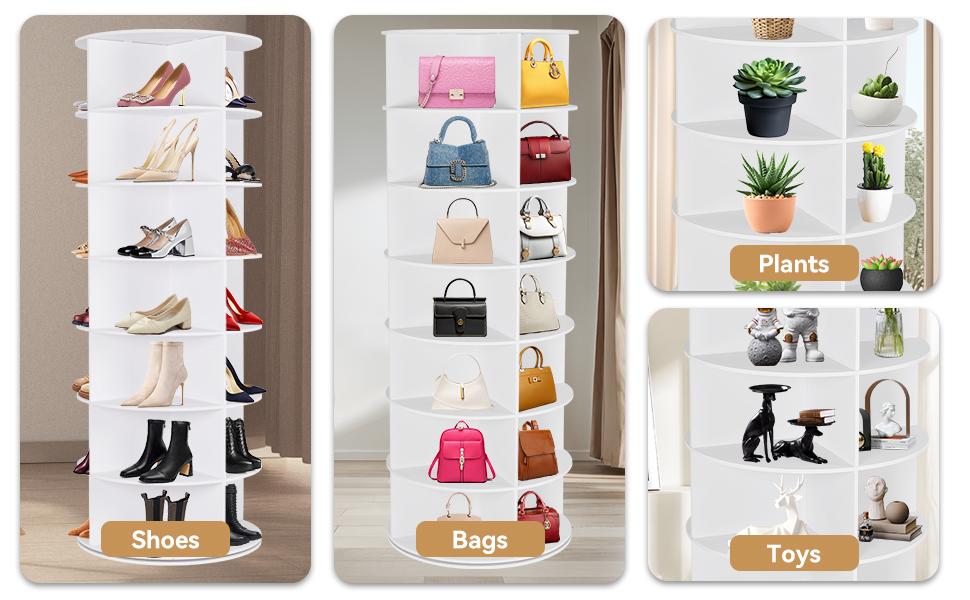 WGCTEK 360° Rotating 7-Tiers Organizer Shoe Rack, Fits 24-28 Pairs of Shoes, Spinning and Revolving Round Shoe Rack, for Entryway Living Room Hallway WGCTEK 360° Rotating 7-Tiers Organizer Shoe Rack, Fits 24-28 Pairs of Shoes, Spinning and Revolving Round Shoe Rack, for Entryway Living Room Hallway