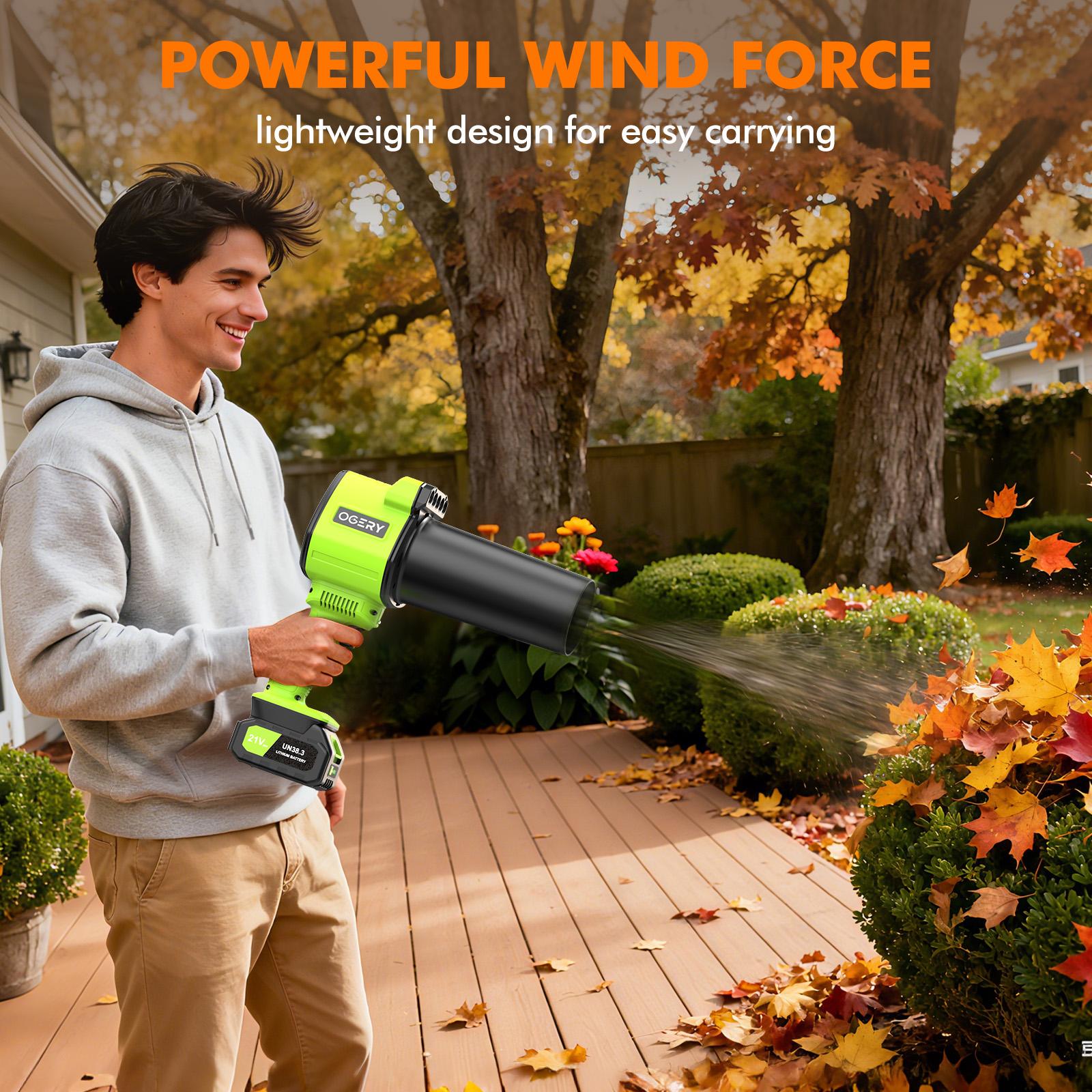 OGERY Updated Leaf Blower Cordless with Lights, 21V Powerful Electric Leaf Blowers with 2 x 3.0Ah Batteries & Charger, 700CFM 140MPH 900G Wind Pressure Lightweight Handheld Blower for Lawn Care Yard Garden summerwins