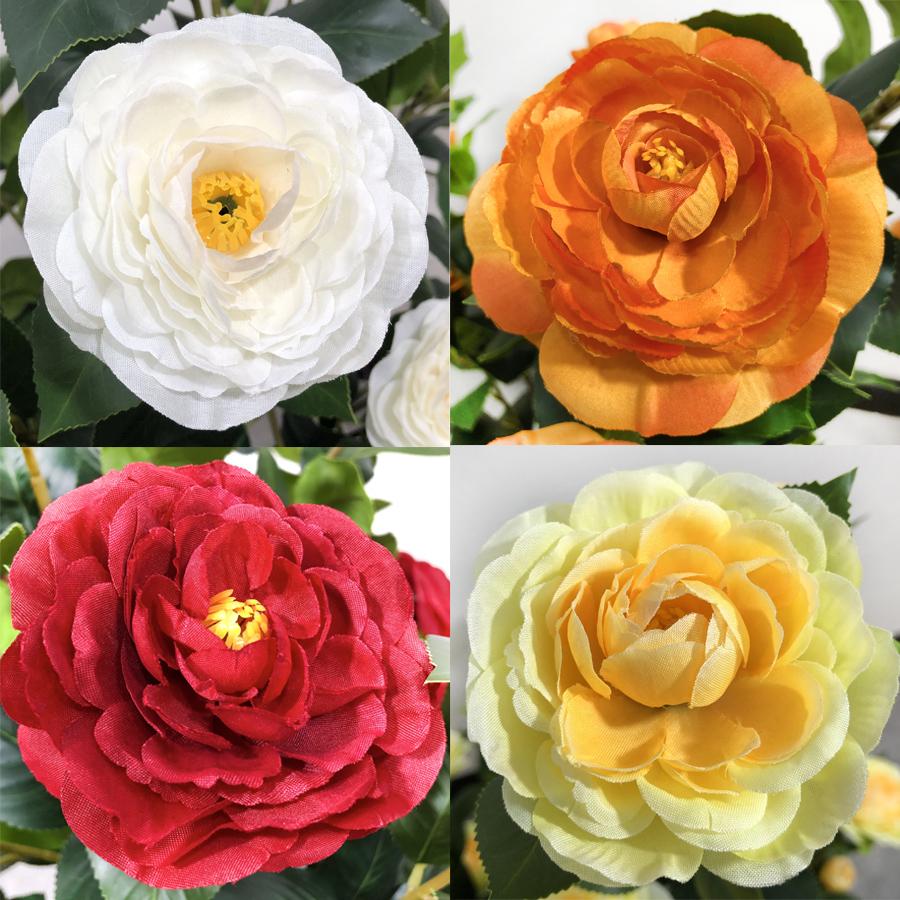 2 Pcs 3-foot Camellia Tree with Decorative Pebbles, Flower Pot, 24 Realistic Flowers, 188 Leaves for Indoor, outdoor courtyard Home Decor summerwins