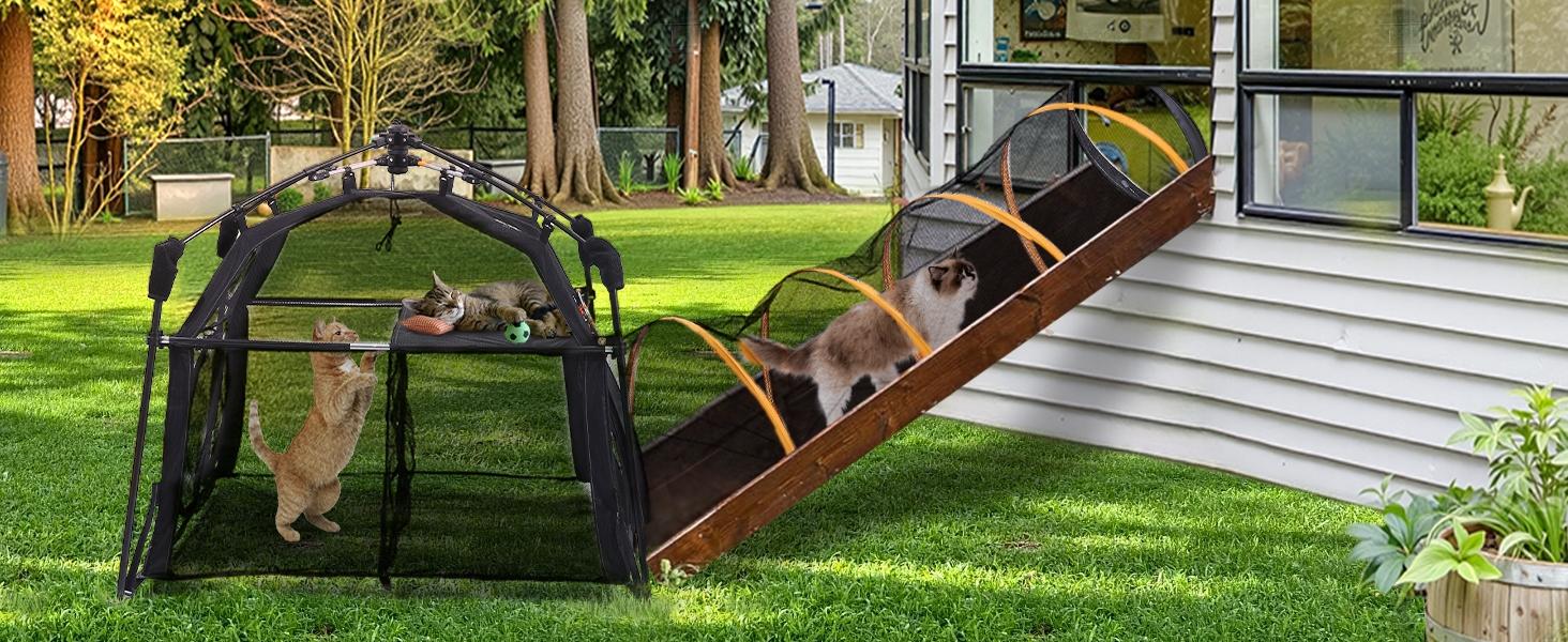 Elegear Extra Large Outdoor Cat Enclosure, 3-Tier Spacious Design&5 Windows, Weatherproof&Sunproof,Carry Bag for Patio Camping Pet Supplies Apartment