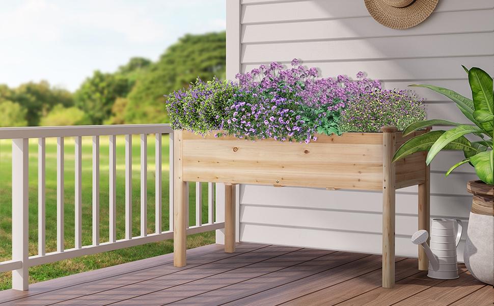 【Father's Day Gift】【Fir Wood】Yaheetech Large Raised Garden Bed Elevated Wooden Horticulture Planter Box with Legs Standing Growing Bed for Gardening/Backyard/Patio/Balcony