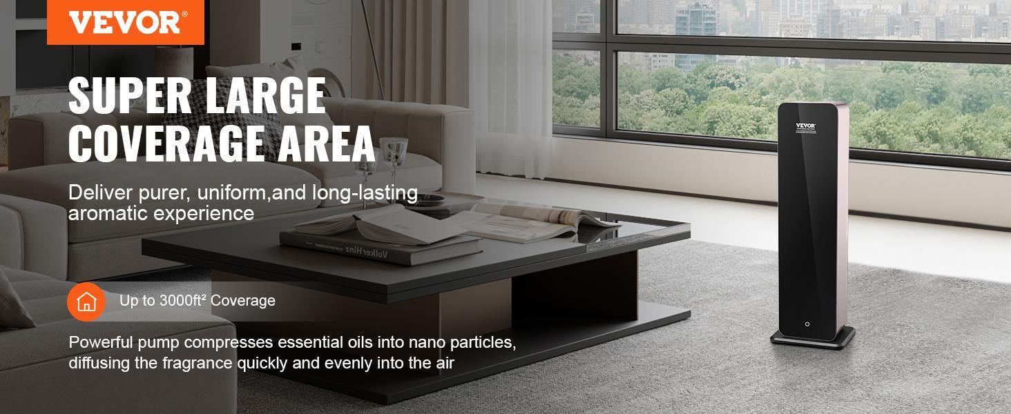 【FathersDayGift】VEVOR Scent Air Machine,  950ml Bluetooth Smart Cold Air Diffuser, 3000sq.ft Waterless Essential Oil Scent Air Diffuser, Floor Standing Aromatherapy Machine for Large Room, Office, No complimentary incense