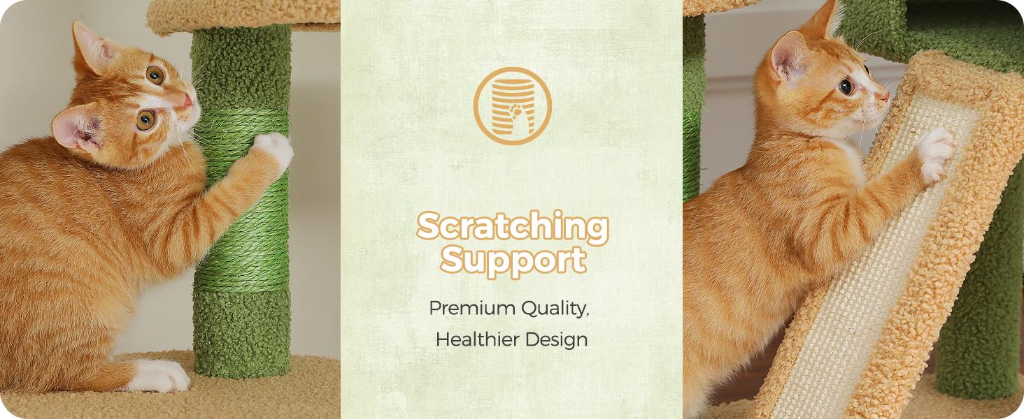 PAWZ Road Cactus Cat Tree Floor to Ceiling Cat Tower Adjustable Height (90.5~100.4 inches = 230cm~252cm) with Cat Condo, Cozy Hammock and Scratching Post, Tall Cat Activity Tree for Indoor Cats, Green#SummerVibes #petlovers