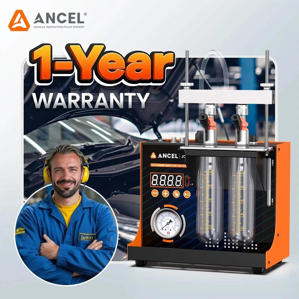 ANCEL JC200 2-Cylinder Fuel Injector Tester & Flow Cleaner Removes Light Surface Deposits During Testing, Adjustable Pressure, Built-in 12V Pump for Cars & Motorcycles