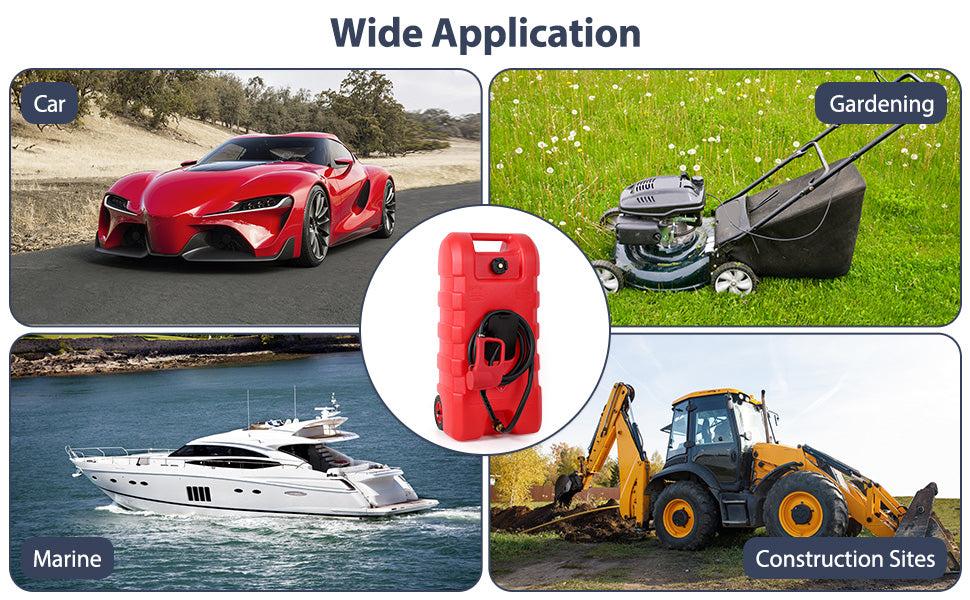 【GARVEE】 15 Gallon Portable Fuel Caddy with LE Pump & 10ft Hose for Gasoline Diesel Storage on Wheels for Cars Lawn Mowers ATVs Boats Red Yellow Gray Options - Convenience