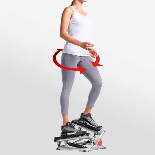 SUNNY Mini Twist Stepper with Resistance Bands Whole Body Workout Home Gym Fitness Equipment for Leg Glute Thigh and Core Training Adjustable Resistance Height Stabilizer Performance Monitor Compact Portable Cardio Machine Smart Standard Pro Options