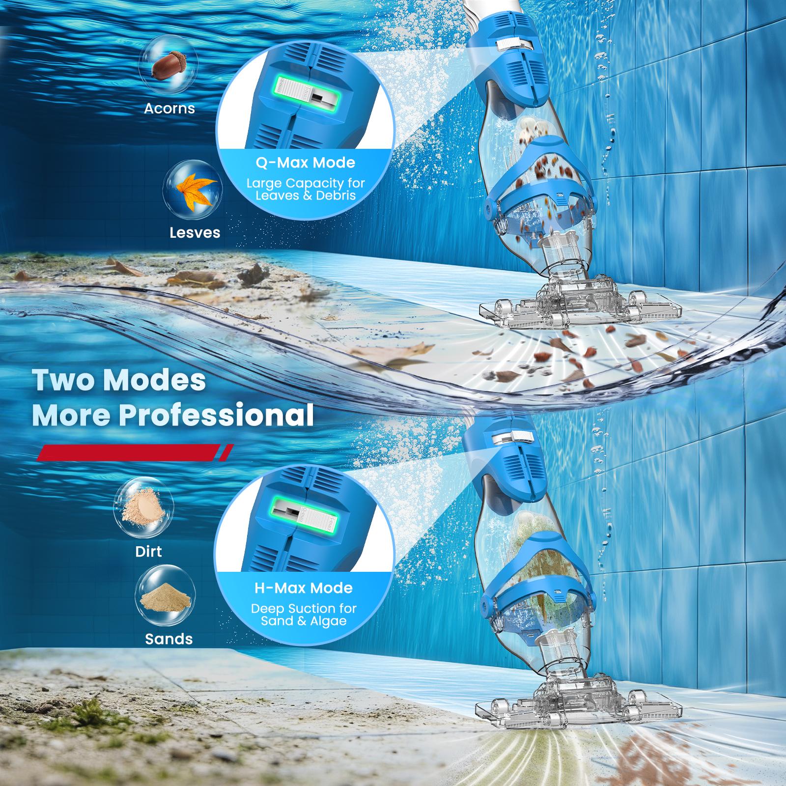 【Summer Vibes】Enhulk New Upgrade PC18 Pool Vacuum for Above Ground Pool with Telescopic Pole, Running time up to 1H, Handheld Design with Powerful Suction up to 18.5 gallon/min Ideal for Leaves, Debris 【Summer Vibes】Enhulk New Upgrade PC18 Pool Vacuum for Above Ground Pool with Telescopic Pole, Running time up to 1H, Handheld Design with Powerful Suction up to 18.5 gallon/min Ideal for Leaves, Debris