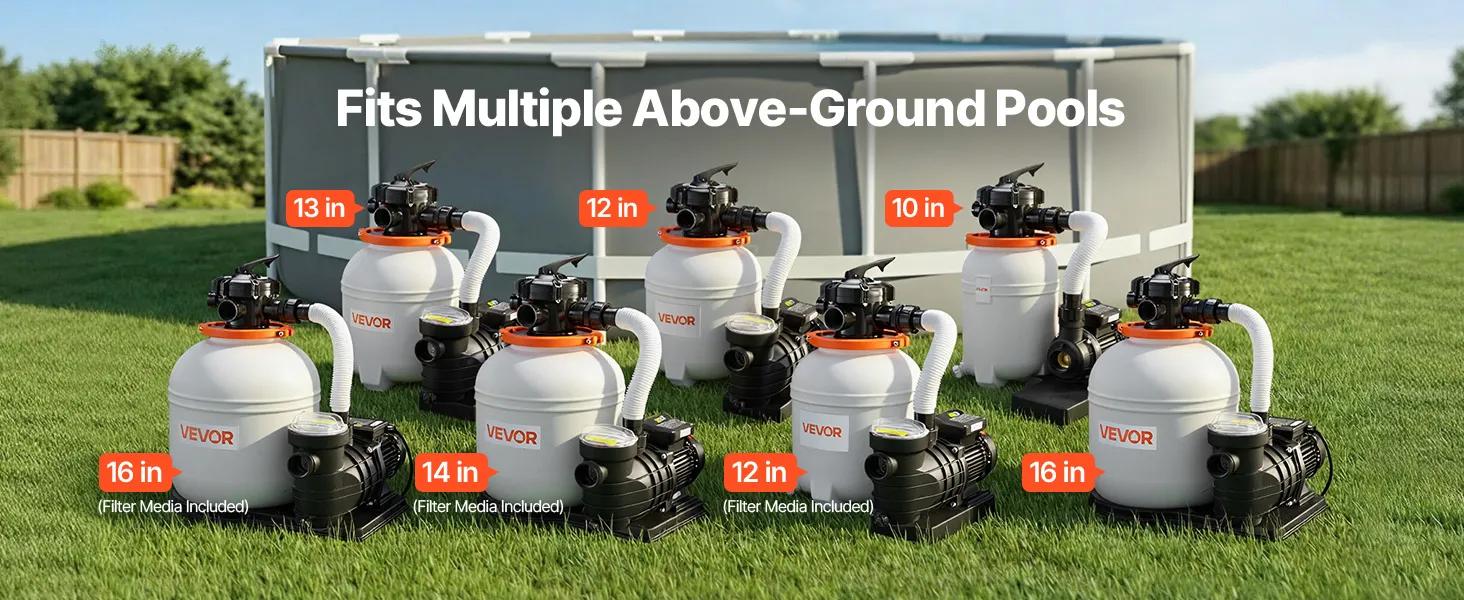 【fathersdaygift】VEVOR FlashPure Sand Filter Pump 16 in for Above Ground Pool1 HP 4400 GPHSwimming Pool Filter System with Timer6X Faster Filtration with Media InstalledLeak-ResistantReady to Use Out of BoxPool AccessoriesSwimming P 【fathersdaygift】VEVOR FlashPure Sand Filter Pump 16 in for Above Ground Pool1 HP 4400 GPHSwimming Pool Filter System with Timer6X Faster Filtration with Media InstalledLeak-ResistantReady to Use Out of BoxPool AccessoriesSwimming P