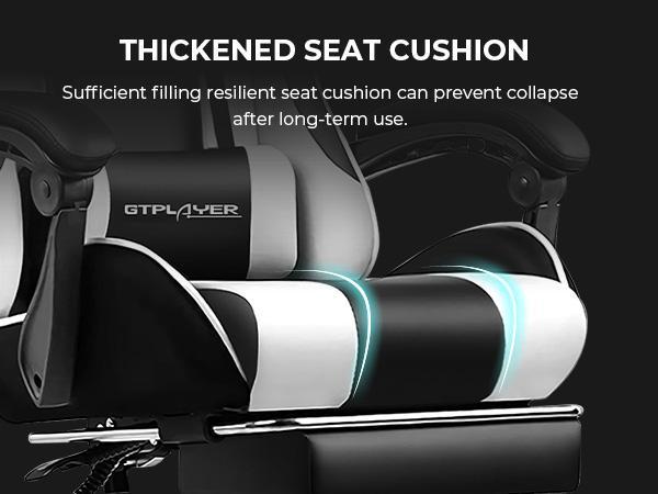 GTPLAYER PU Leather Computer Gaming Chair - Ergonomic 360° Swivel Office & Man Cave Furniture with Padded Arms, Footrest, Lumbar Support, Headrest, Height Adjustment (Pearl White)