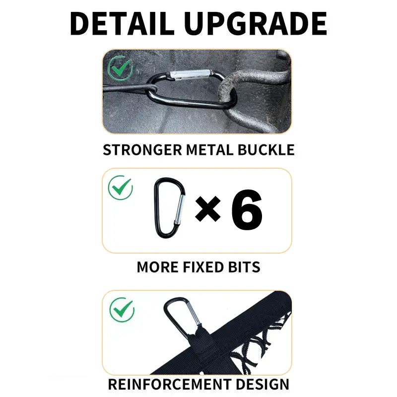 Highly Elastic Cargo Net, Simple Truck Bed Cargo Mesh Organizer, Ideal for ATV, SUV, UTV, Truck and Boat Use Furniture Camping Gear Compact Storage Stretchable
