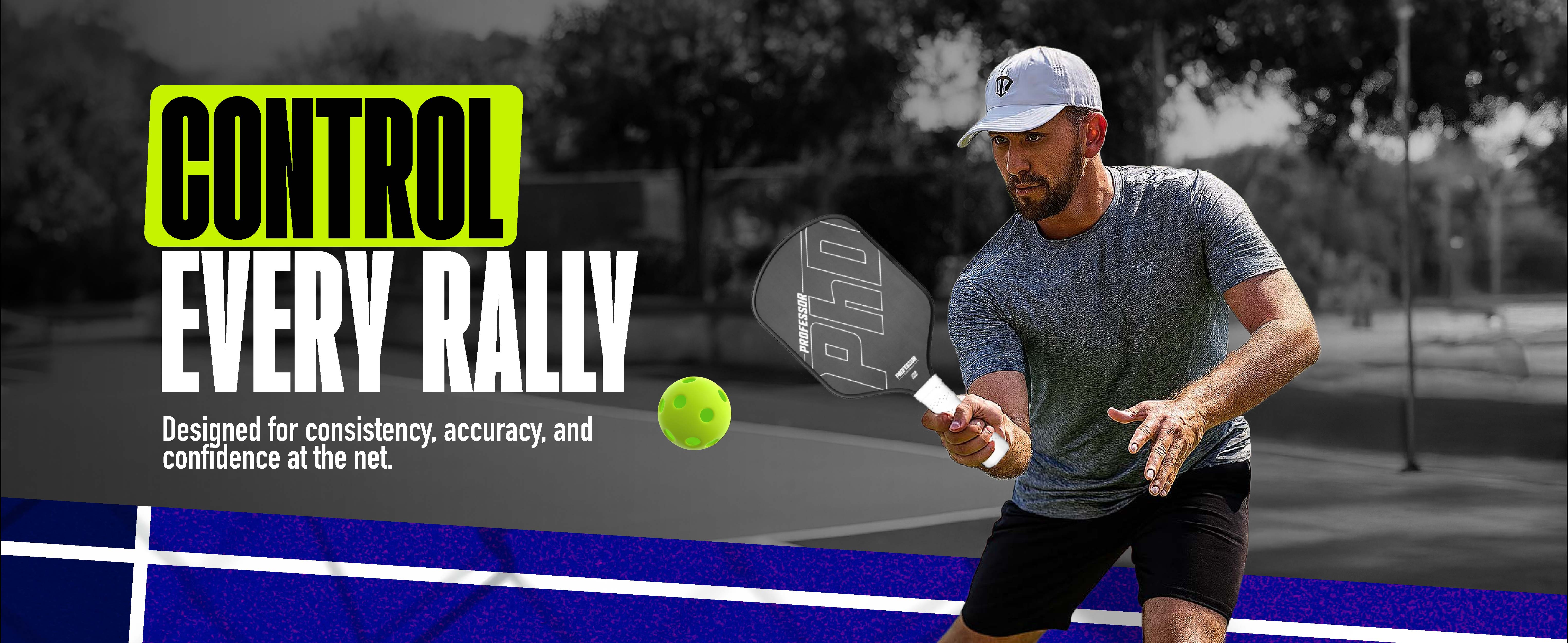 Professor PhD Raw Carbon Fiber Pickleball Paddle - 16MM - USA Pickleball Approved - Honeycomb Core - Power & Control