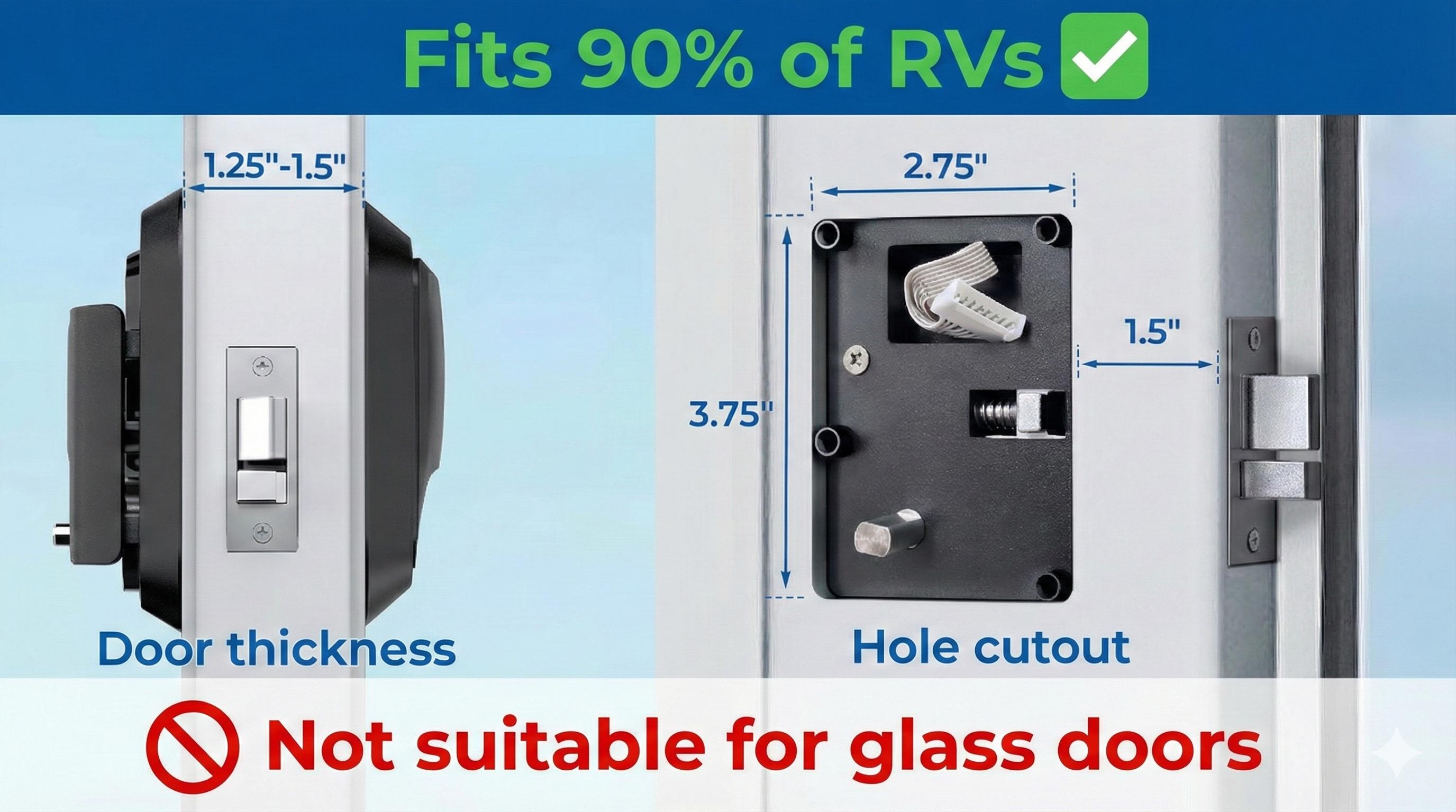 RV Keyless Entry Door Lock - Anti-Theft Keypad Latch Handle for Travel Trailers & Campers - Includes 1 Lock, 2 Remotes & Install Kit (Fits Most Models)