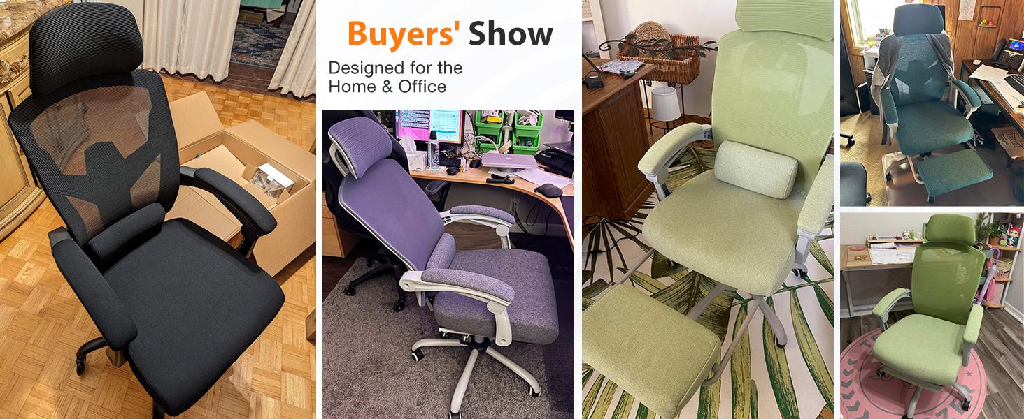 Sweet Furniture Ergonomic Office Chair with Foot Rest and Adjustable Headrest, Mesh Swivel Rolling Task Chair, Height Adjustable, Office Gifts