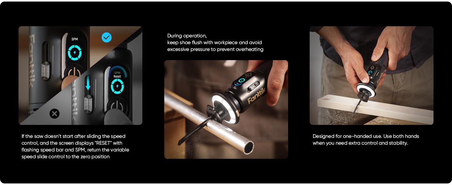 【FathersDayGift】Fanttik R11 Pro Brushless Cordless Mini Reciprocating Saw, 0–2200 SPM Variable Speed, Type-C Fast Charging, Tool-Free Blade Change, 5-Blade Kit for Wood, Metal & PVC