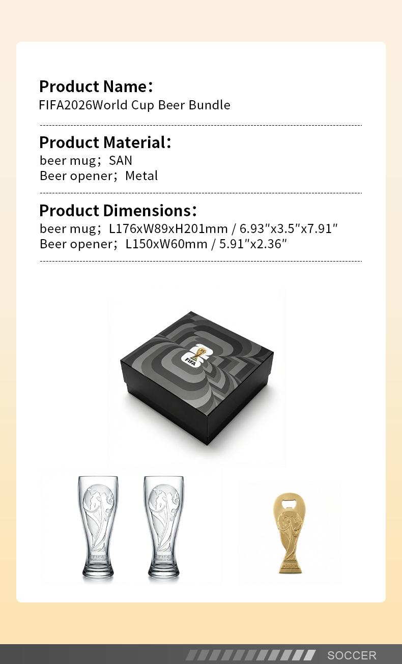 【FIFA WORLD CUP 2026 】Gift Set(Not Glass) 17oz Shatterproof Trophy Pilsner Beer Cup& Trophy-Shaped Bottle Opener - Perfect for soccer Fans & Parties SummerVibes 【FIFA WORLD CUP 2026 】Gift Set(Not Glass) 17oz Shatterproof Trophy Pilsner Beer Cup& Trophy-Shaped Bottle Opener - Perfect for soccer Fans & Parties SummerVibes