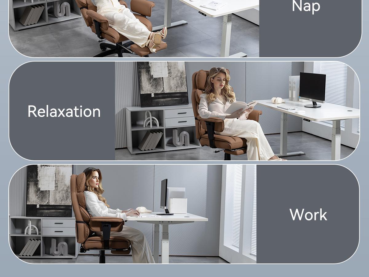 Summervibes Dowinx Ergonomic Office Chair - Big & Tall Executive Desk Chair with Pocket Spring Lumbar Support, High-Back Adjustable Gaming Chair, Removable Footrest & 3D Armrests