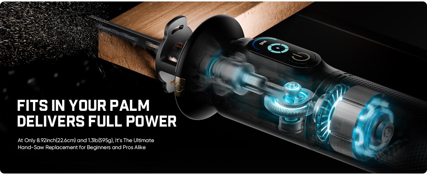 【FathersDayGift】Fanttik R11 Pro Brushless Cordless Mini Reciprocating Saw, 0–2200 SPM Variable Speed, Type-C Fast Charging, Tool-Free Blade Change, 5-Blade Kit for Wood, Metal & PVC