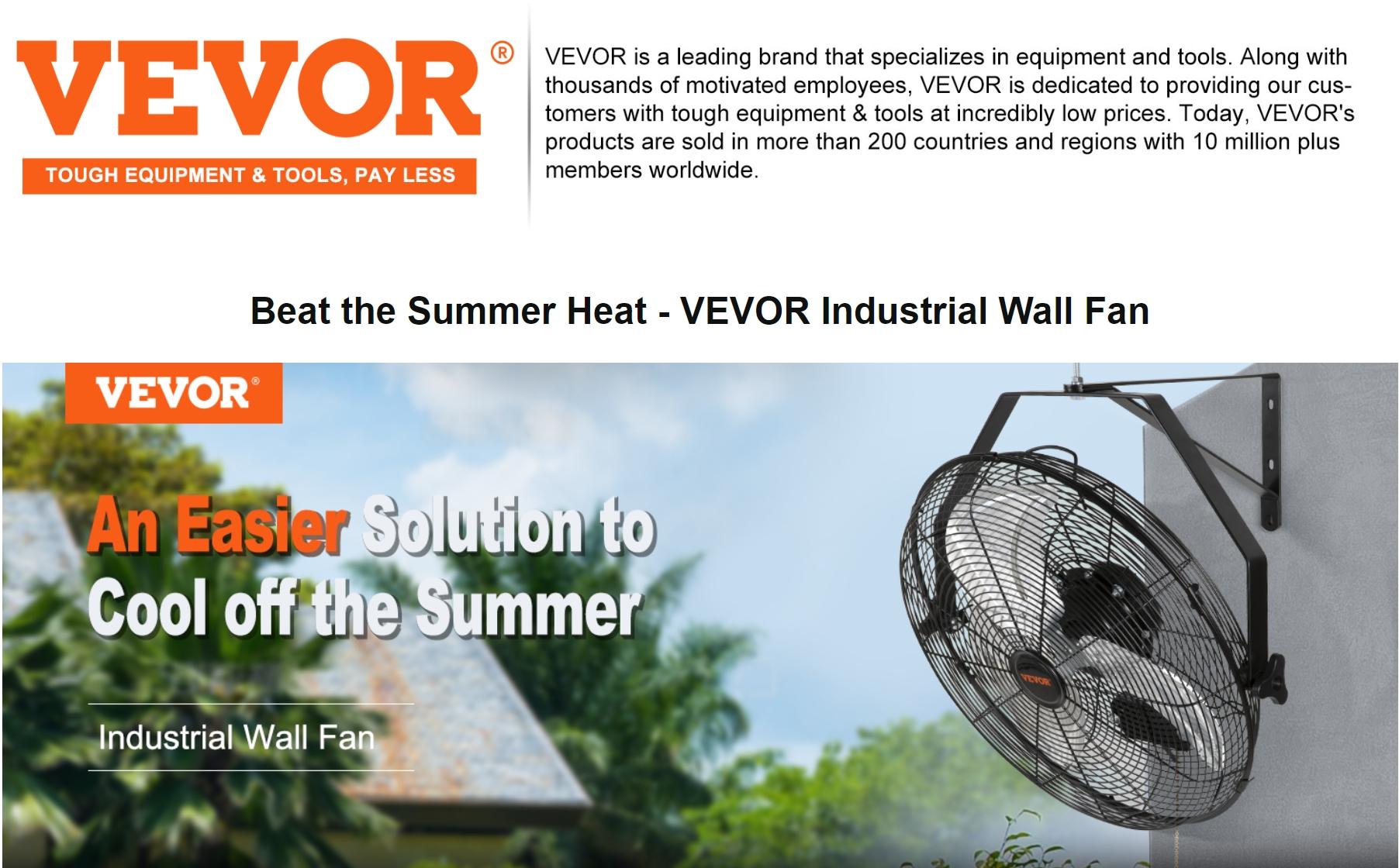 【DealsForYouDays】VEVOR Wall Mounted Fan - IP44 Waterproof Outdoor Cooling Fan3-Speed Adjustable Speeds High Velocity (Max. 4150 CFM)ETL Listed Industrial/Residential for WarehousePatioBlack, Adjustable Speeds Fan
