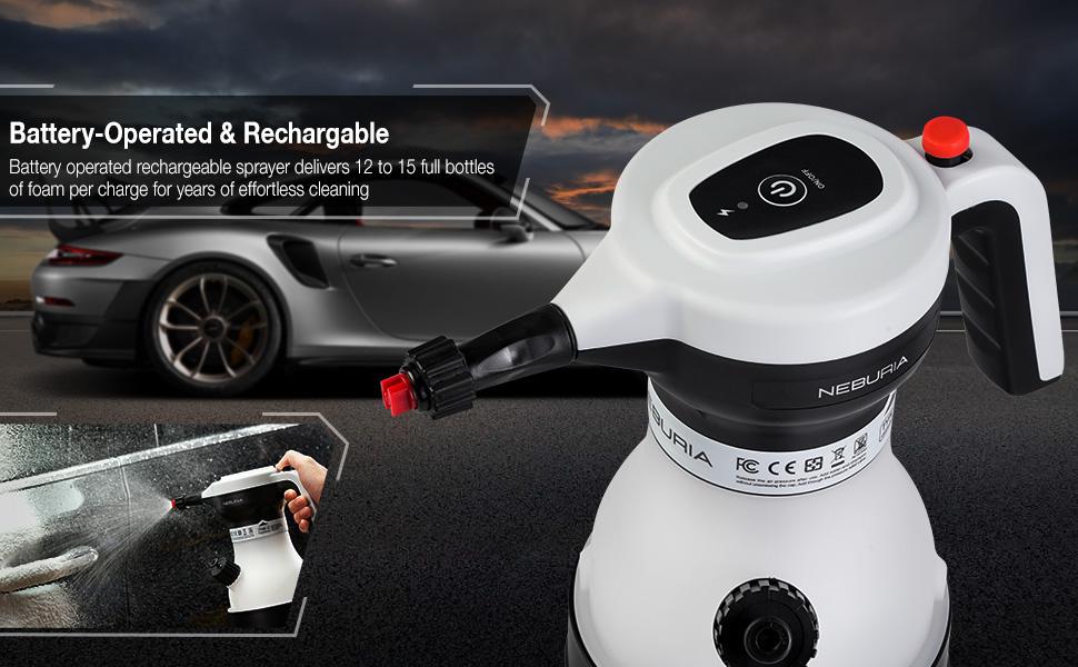 NEBURIA Gen 2 Electric Foam Sprayer – Rechargeable High Pressure Foam Cannon for Car Wash & Home Cleaning | Portable Cordless, Smart Pressure Control