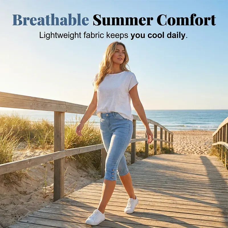 Women's High-Waisted Slim Fit Capri Jeans