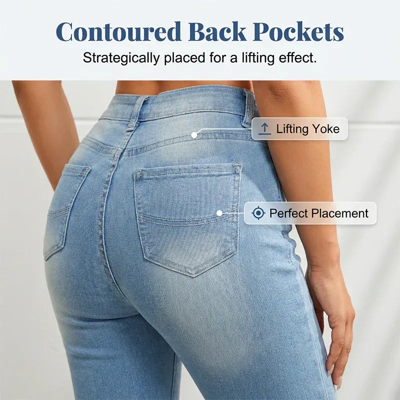 Women's High-Waisted Slim Fit Capri Jeans