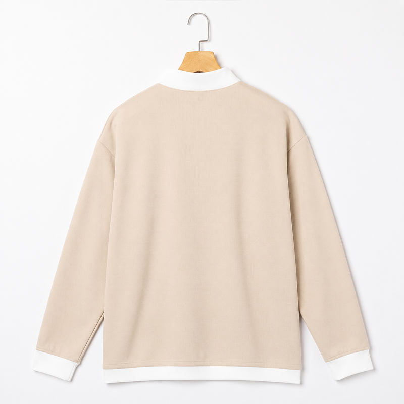 Men Waffle Knit Half Zip Mock Neck Multi Zipper Detail Long Sleeve Sweatshirt