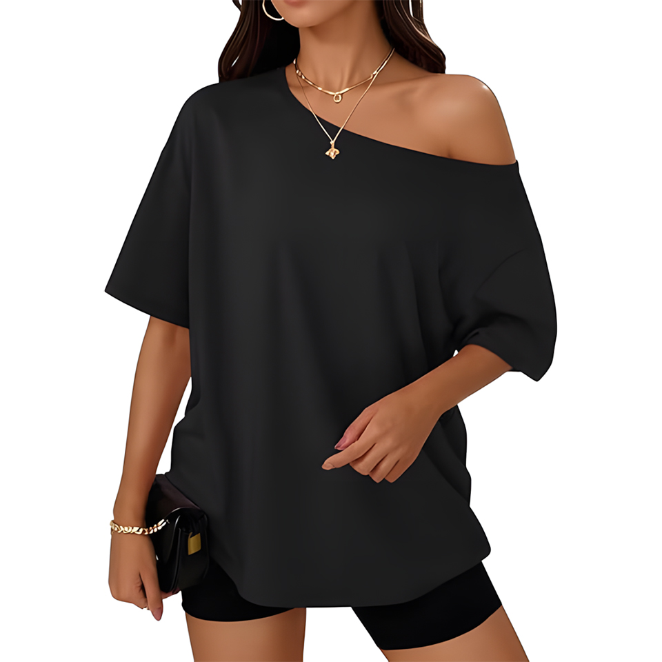 Women Oversized Off Shoulder Casual Summer Top
