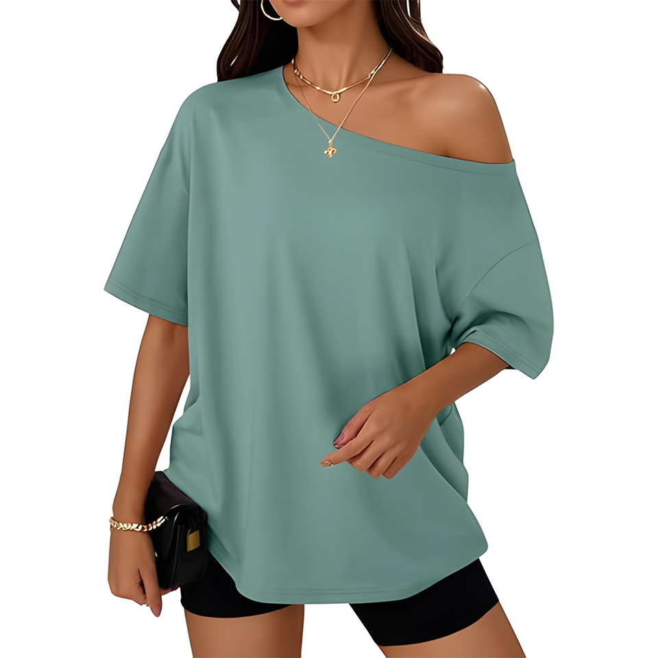 Women Oversized Off Shoulder Casual Summer Top