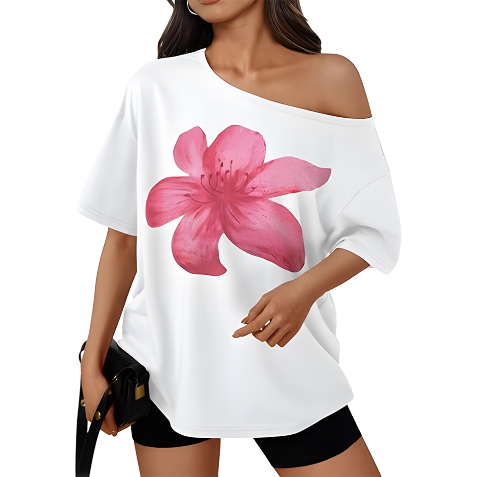 Women Oversized Off Shoulder Casual Summer Top