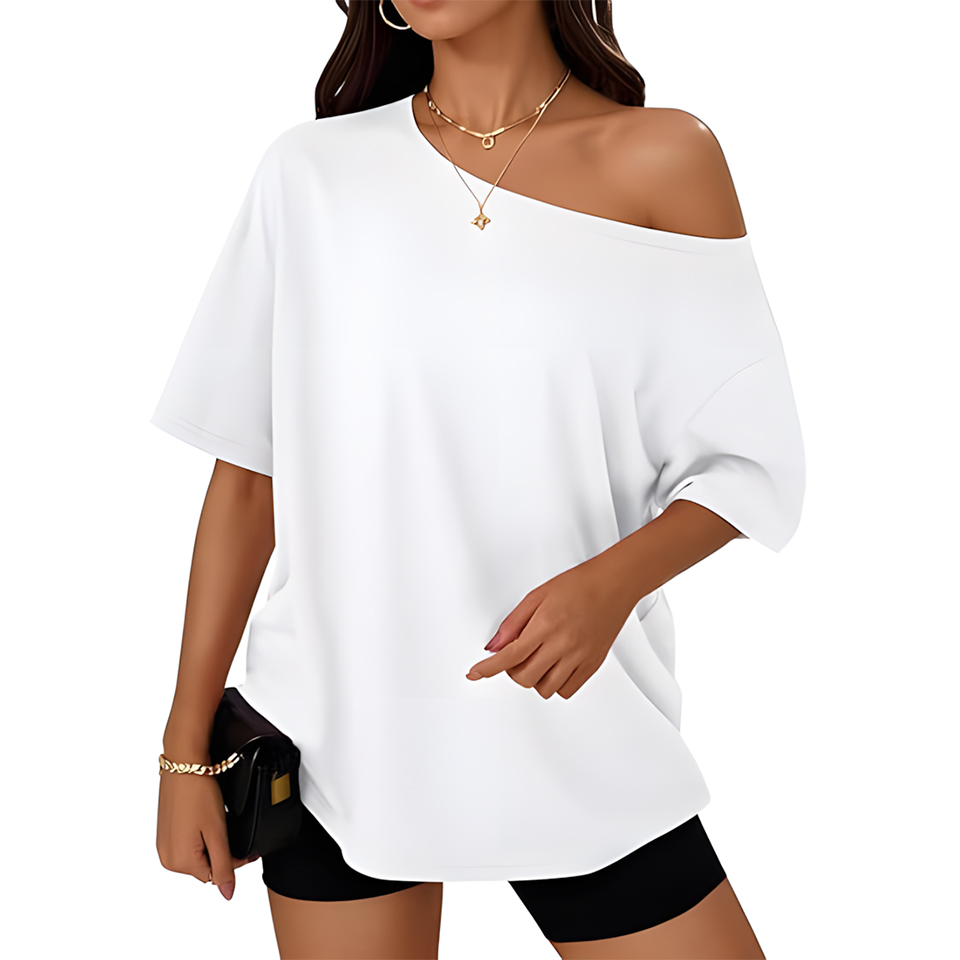 Women Oversized Off Shoulder Casual Summer Top