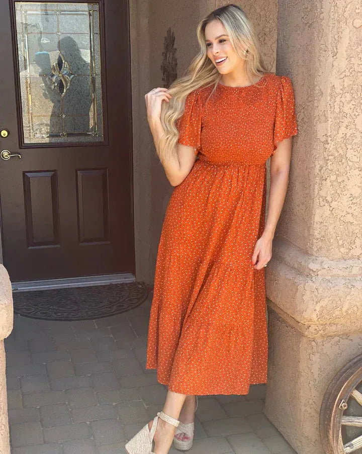 Women’s Floral Smocked High-Waist Maxi Dress