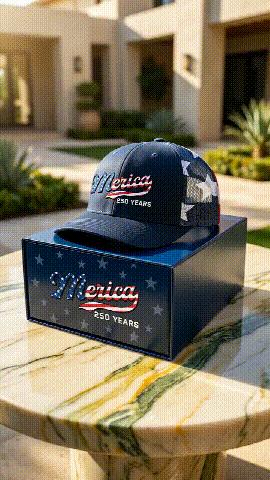 'Merica USA Flag 250 Years embroidered trucker hat