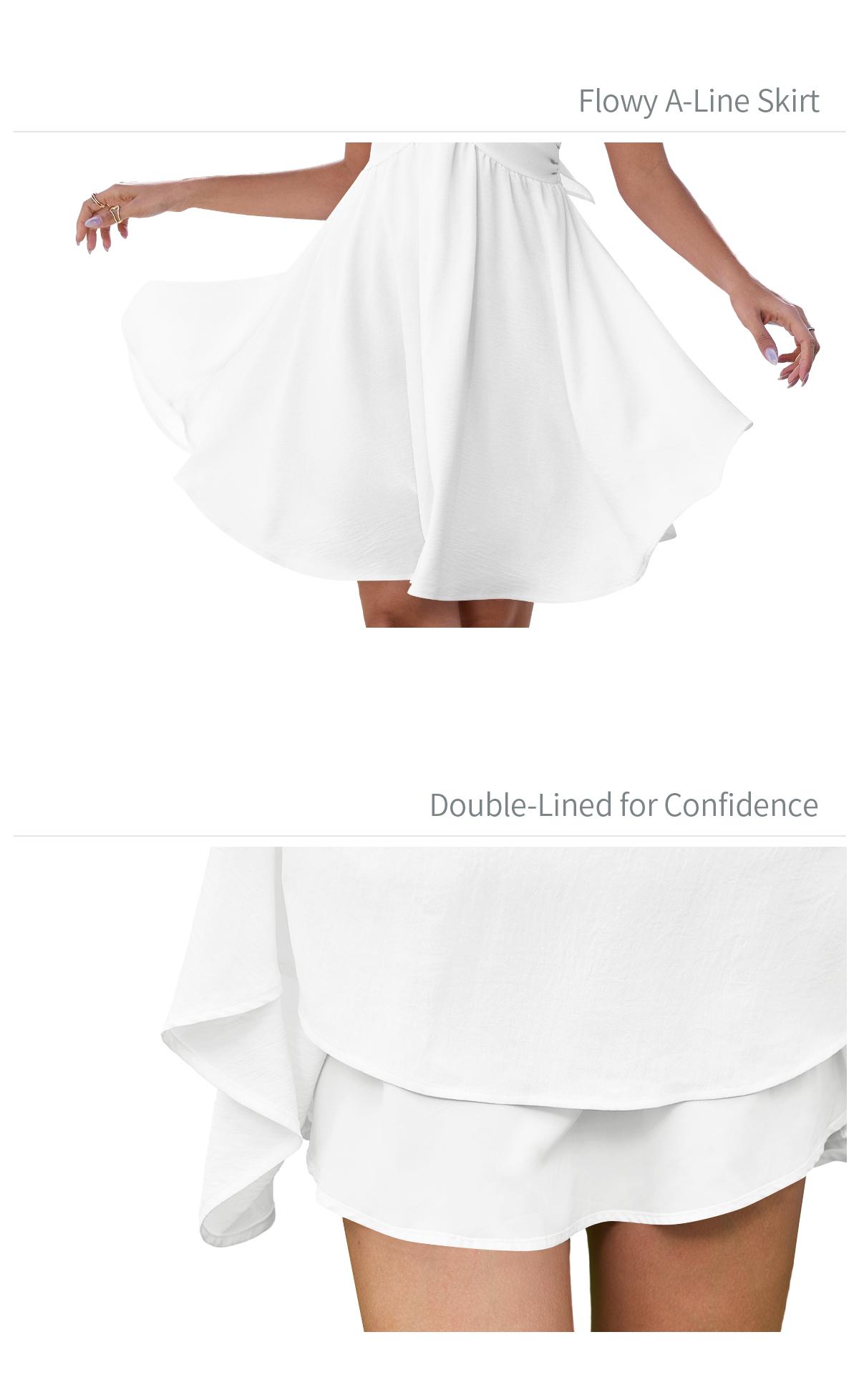 Chicovar Women's Summer Sweetheart NecklineKnot Front Flowy Mini Chiffon Dresses , Flutter Sleeve, Tie-Back, A-Line Cut, No Scratchy, No Sheer, Wedding Guest,Bridal Shower, Church, Party, Casual, or Daily Wear, Summervibes