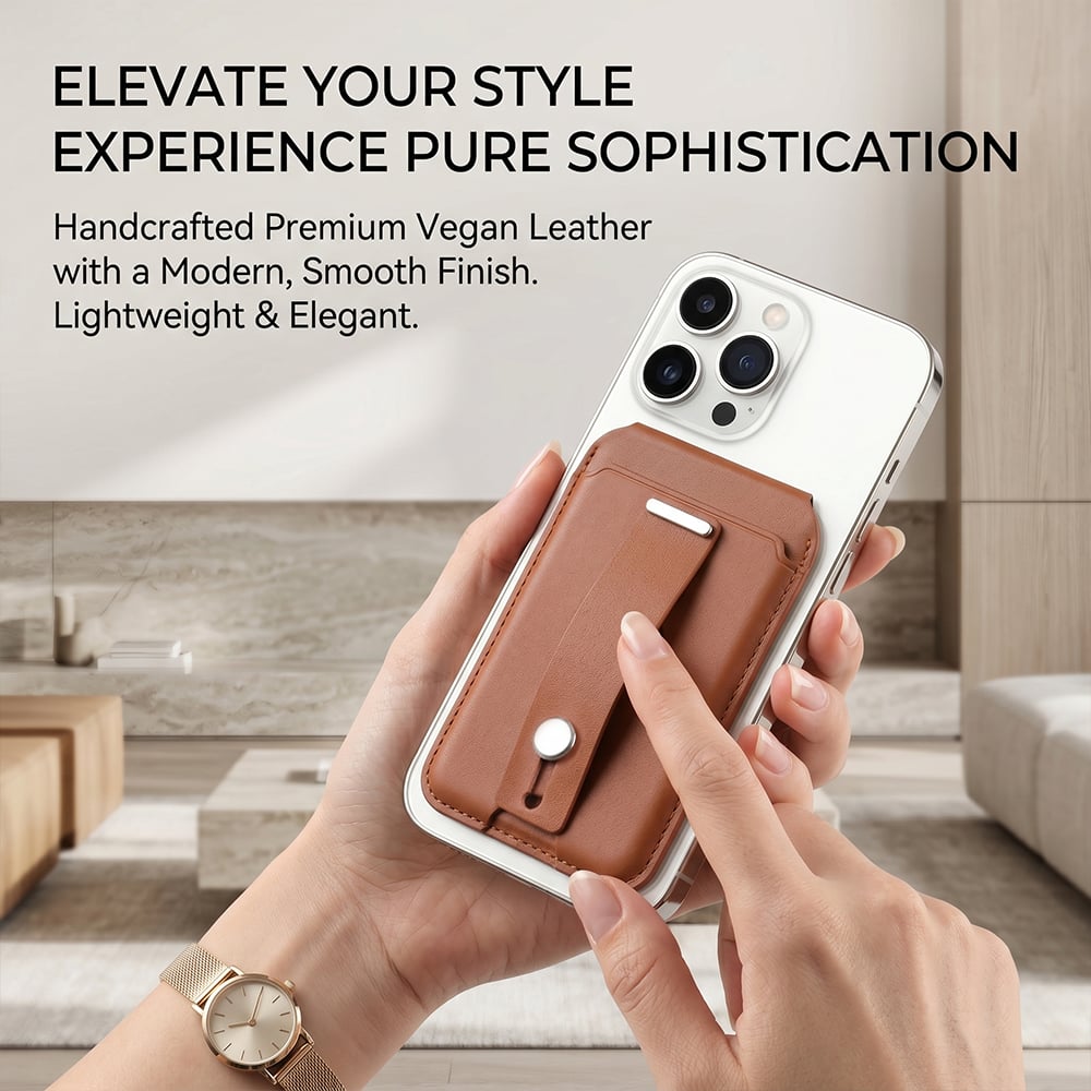 📱🧲Magnetic Wallet with GPS Tracking – Slim 2-Card Holder with Stand & Security Ring