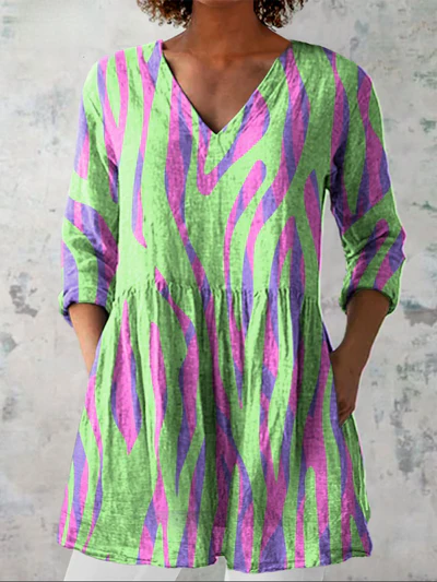 Long Blouse with V-Neck