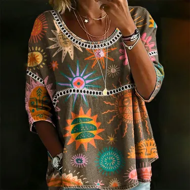 New Arrivals🔥 Women's Vintage Abstract Casual Loose Blouse Shirt