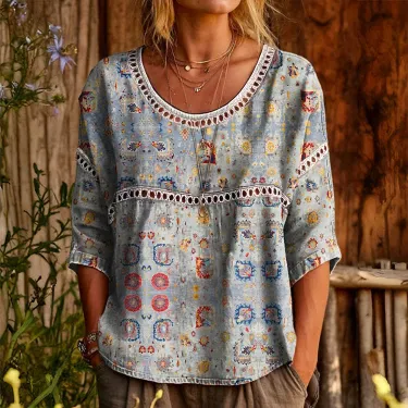 New Arrivals🔥 Women's Vintage Abstract Casual Loose Blouse Shirt