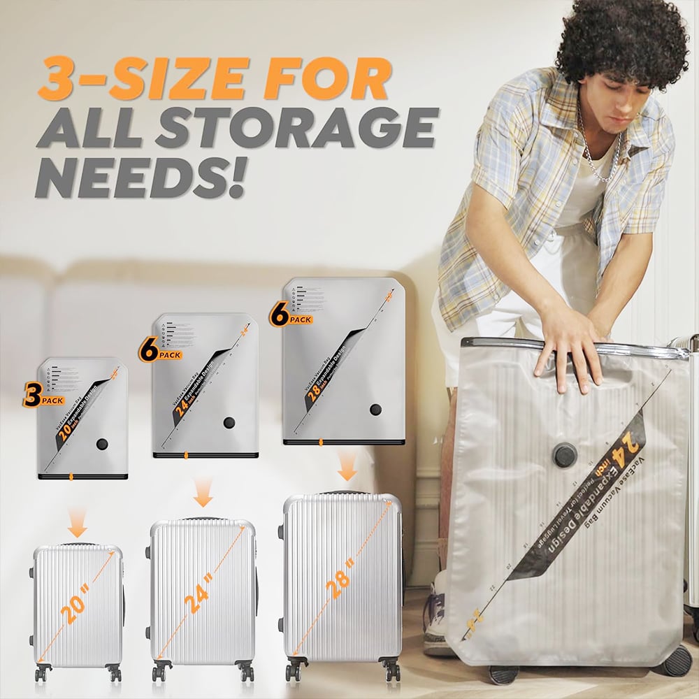 🧳 Cordless Travel Vacuum Storage Bag Set