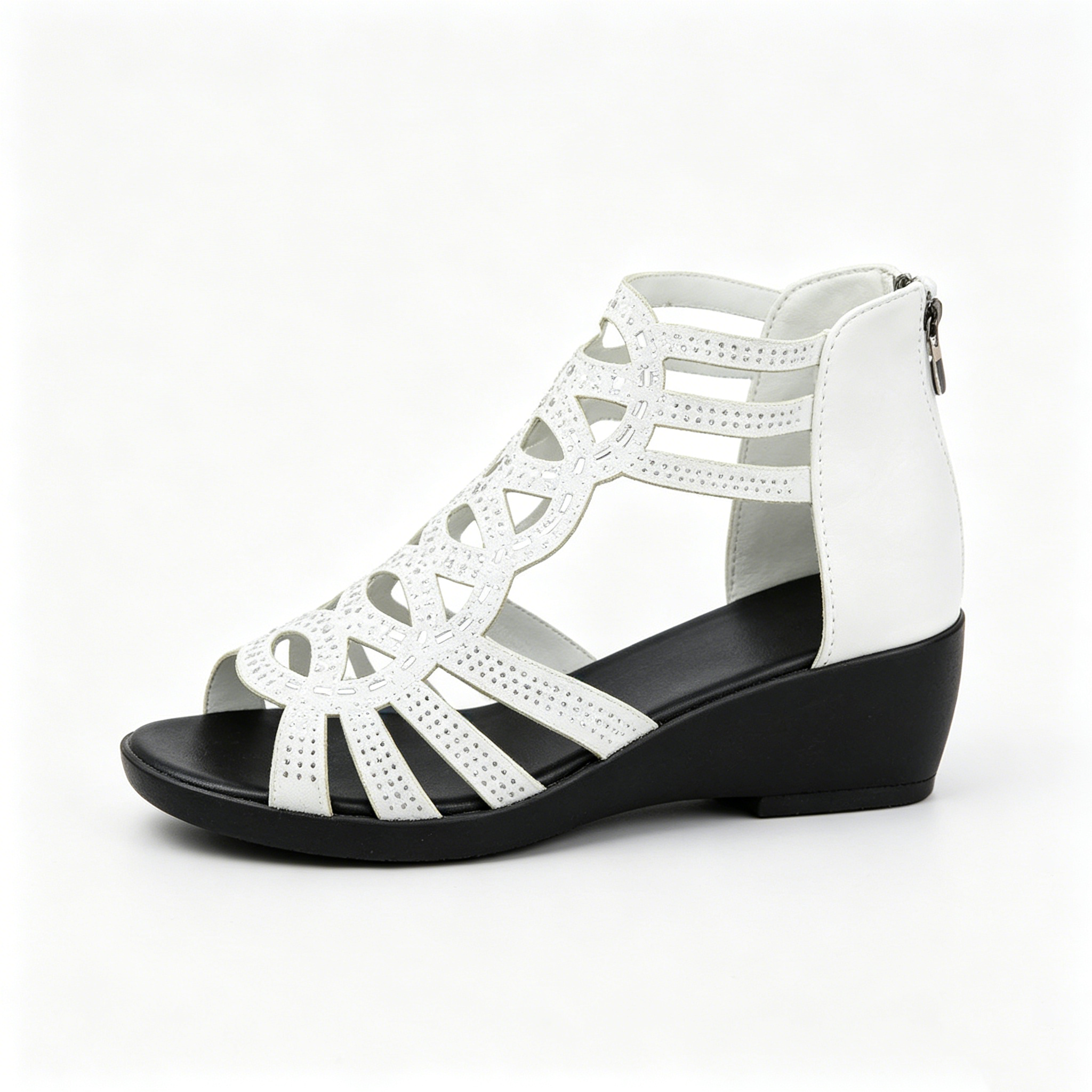 Comfortable Nude Hollow-out Wedge Sandals for Daily Casual Wear