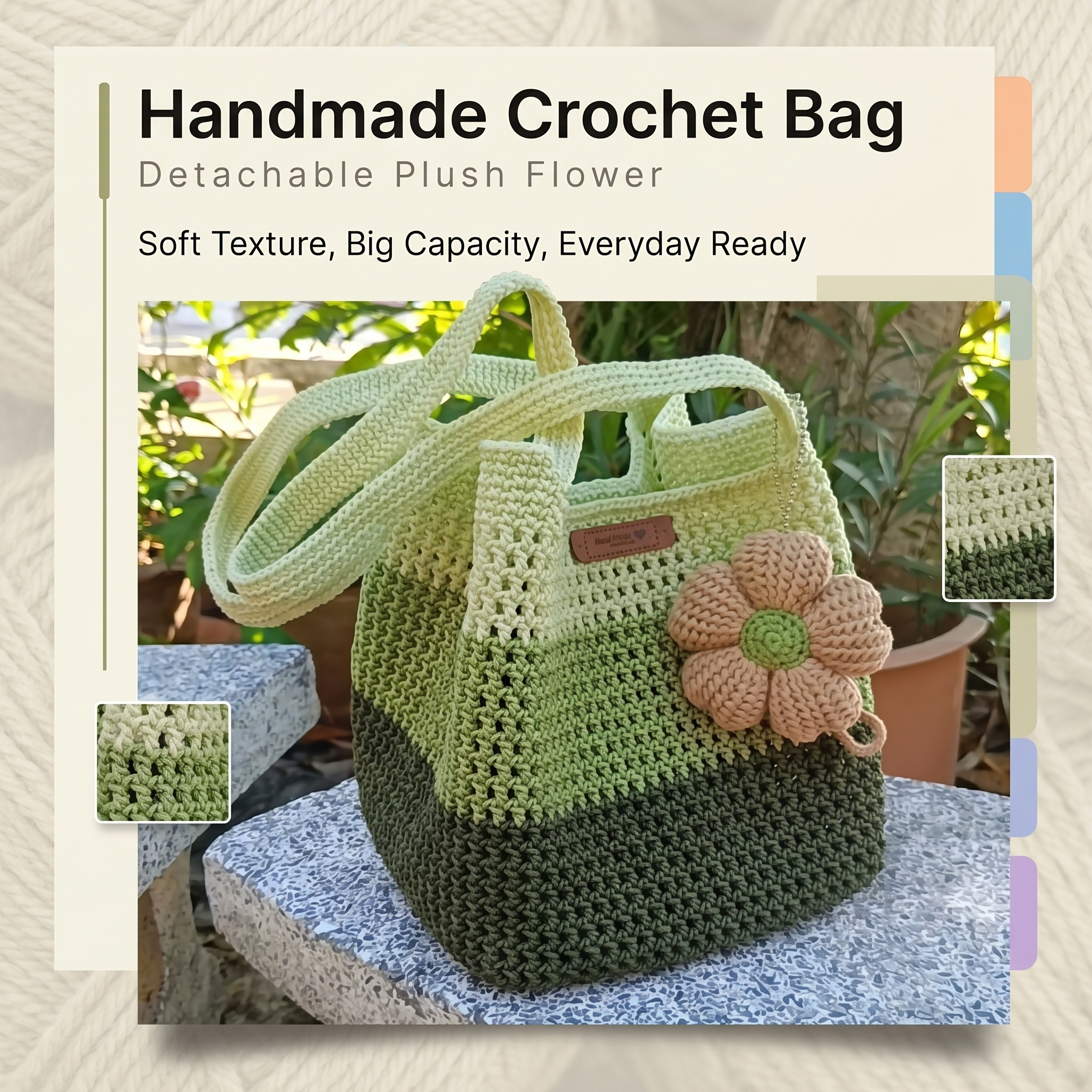 HANDCRAFTED CROCHET STRIPED BAG