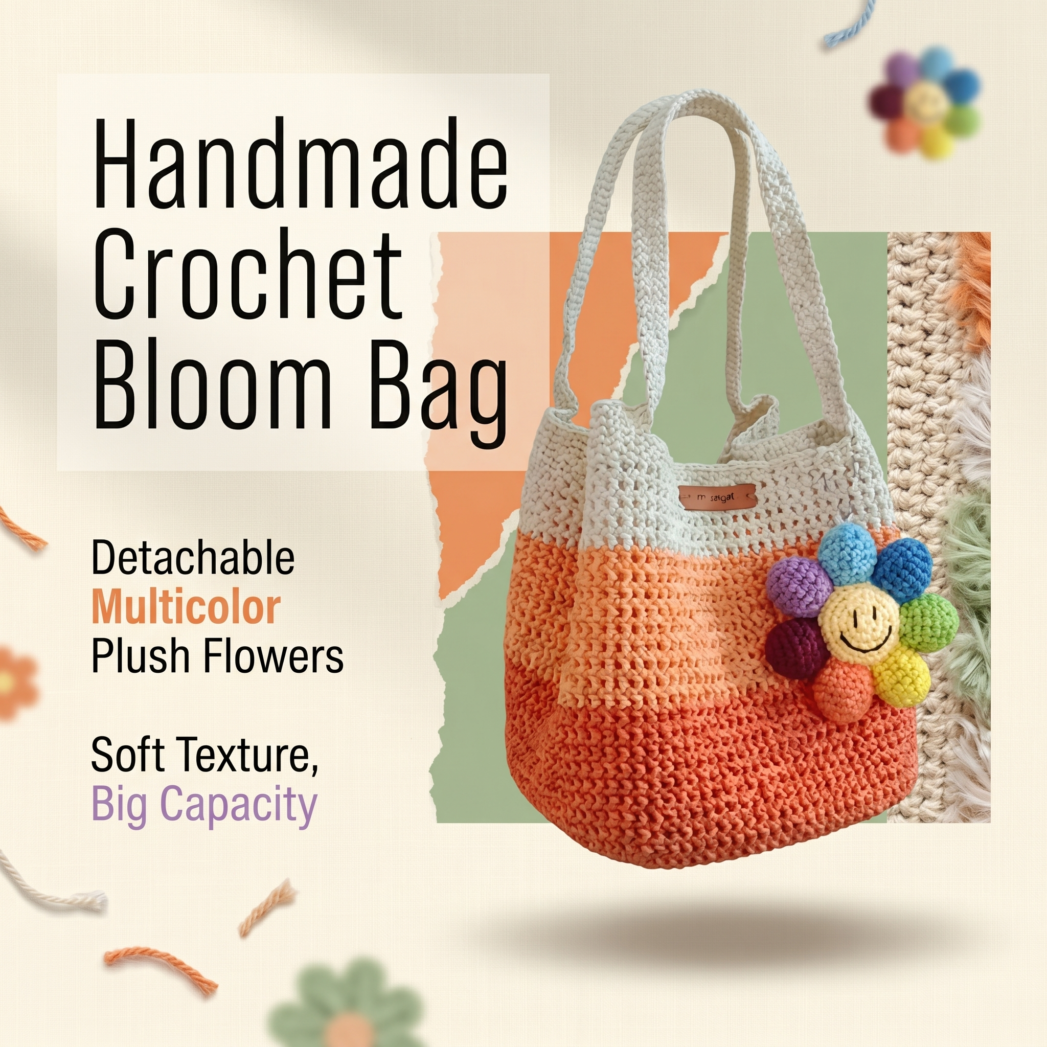 HANDCRAFTED CROCHET STRIPED BAG